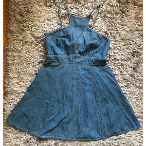 Express denim tie back sun dress. Size M